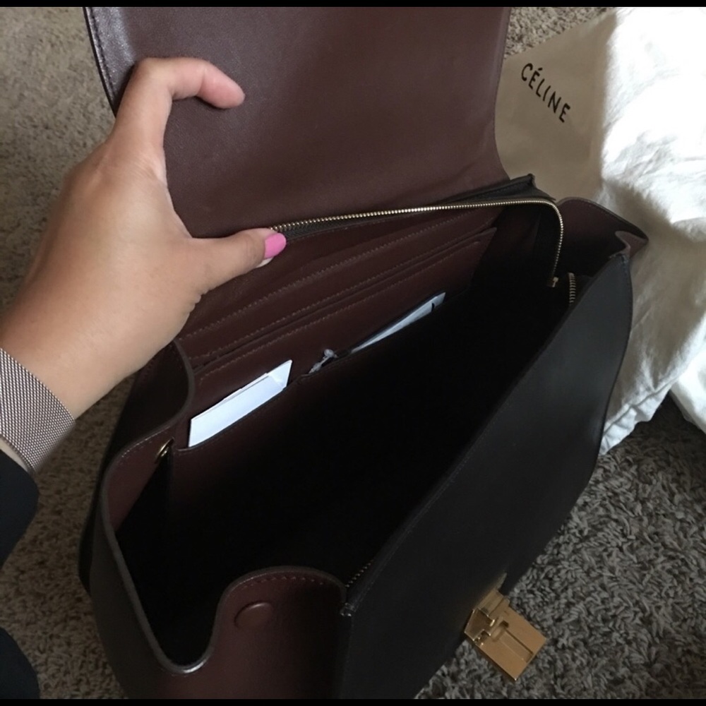 🚫SOLD🚫 Celine Small trapeze Strap Black Burgundy - Picture 7 of 8